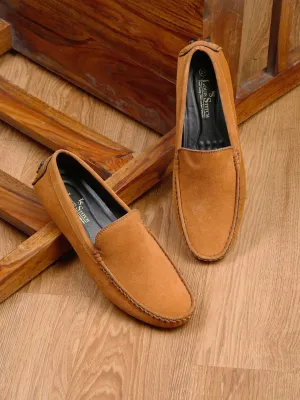 Tortilla Brown Handmade Italian Suede Leather Slip-On Penny Loafers