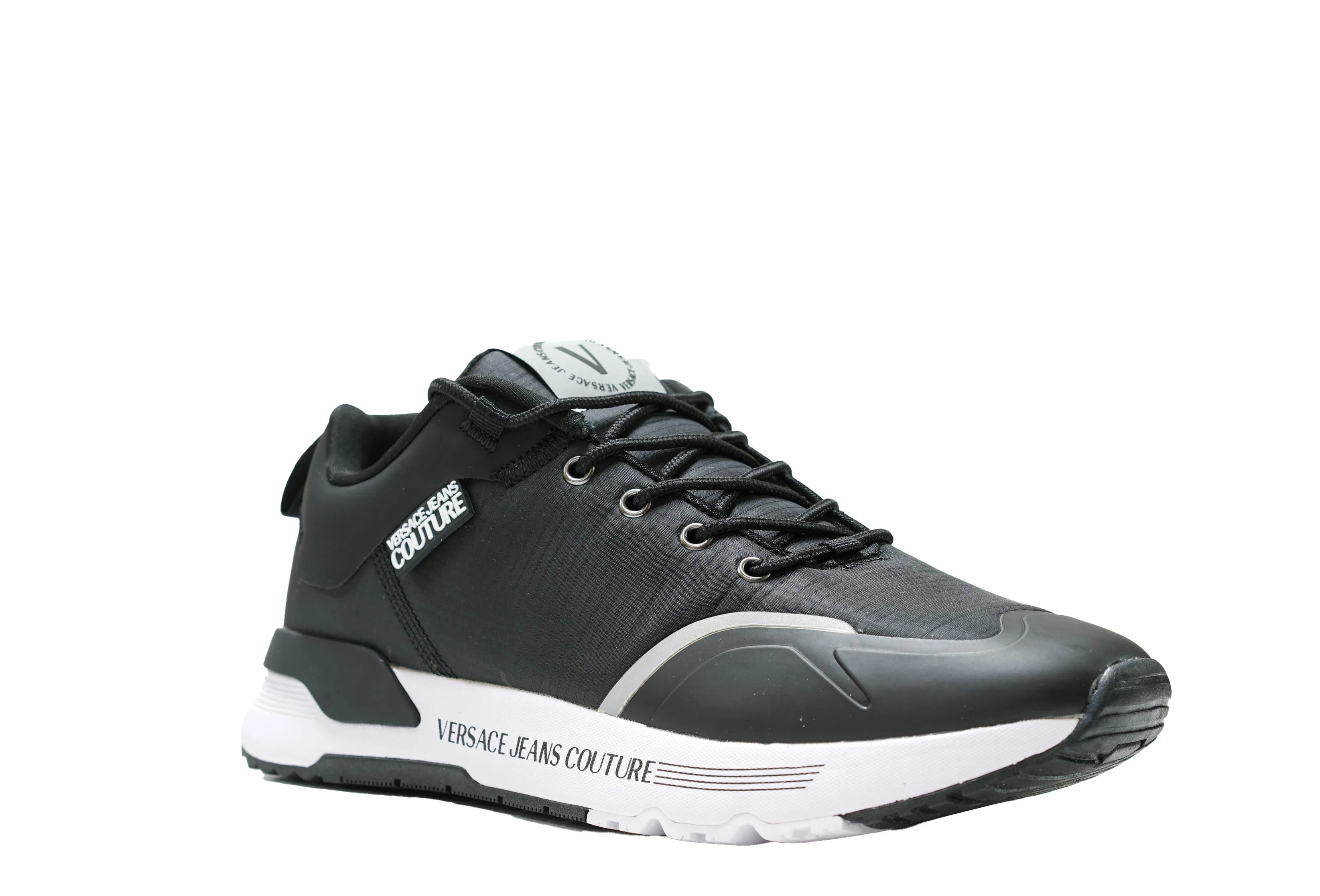 Versace Jeans Men's Black & White Logo Sneaker 74YA3SA2 30% OFF