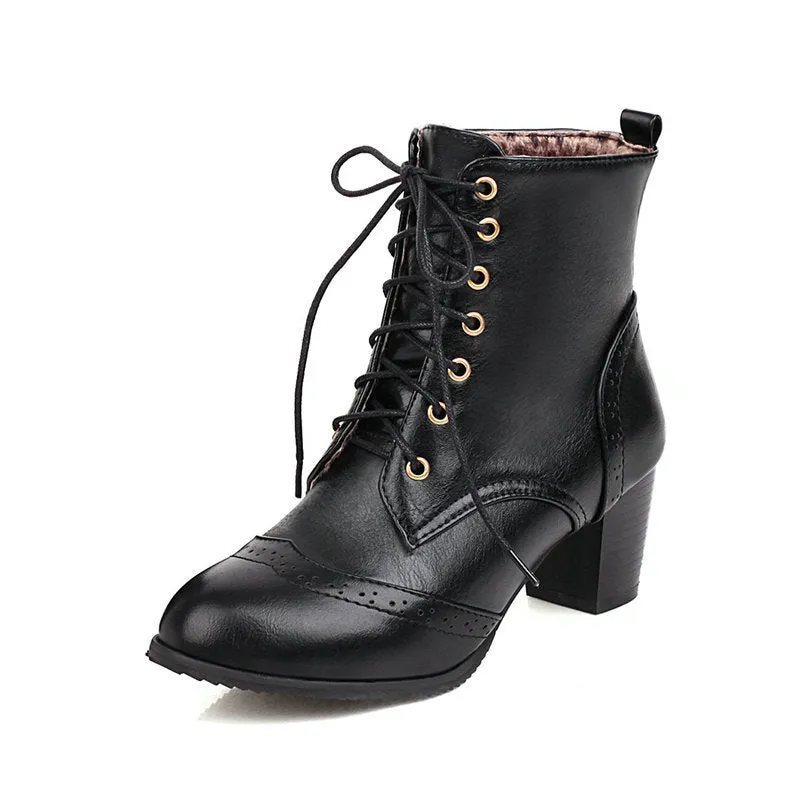 Women's Chunky Heel Lace-up Martin Ankle Boots