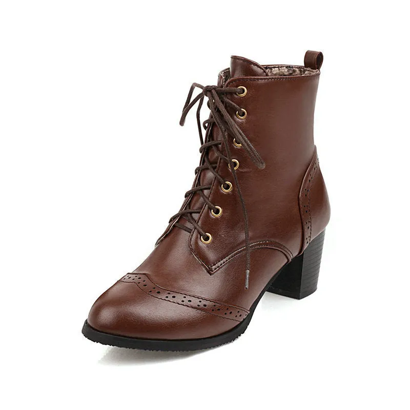 Women's Chunky Heel Lace-up Martin Ankle Boots