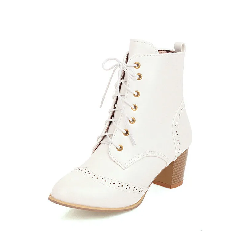 Women's Chunky Heel Lace-up Martin Ankle Boots