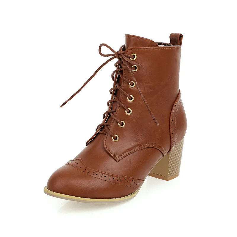 Women's Chunky Heel Lace-up Martin Ankle Boots