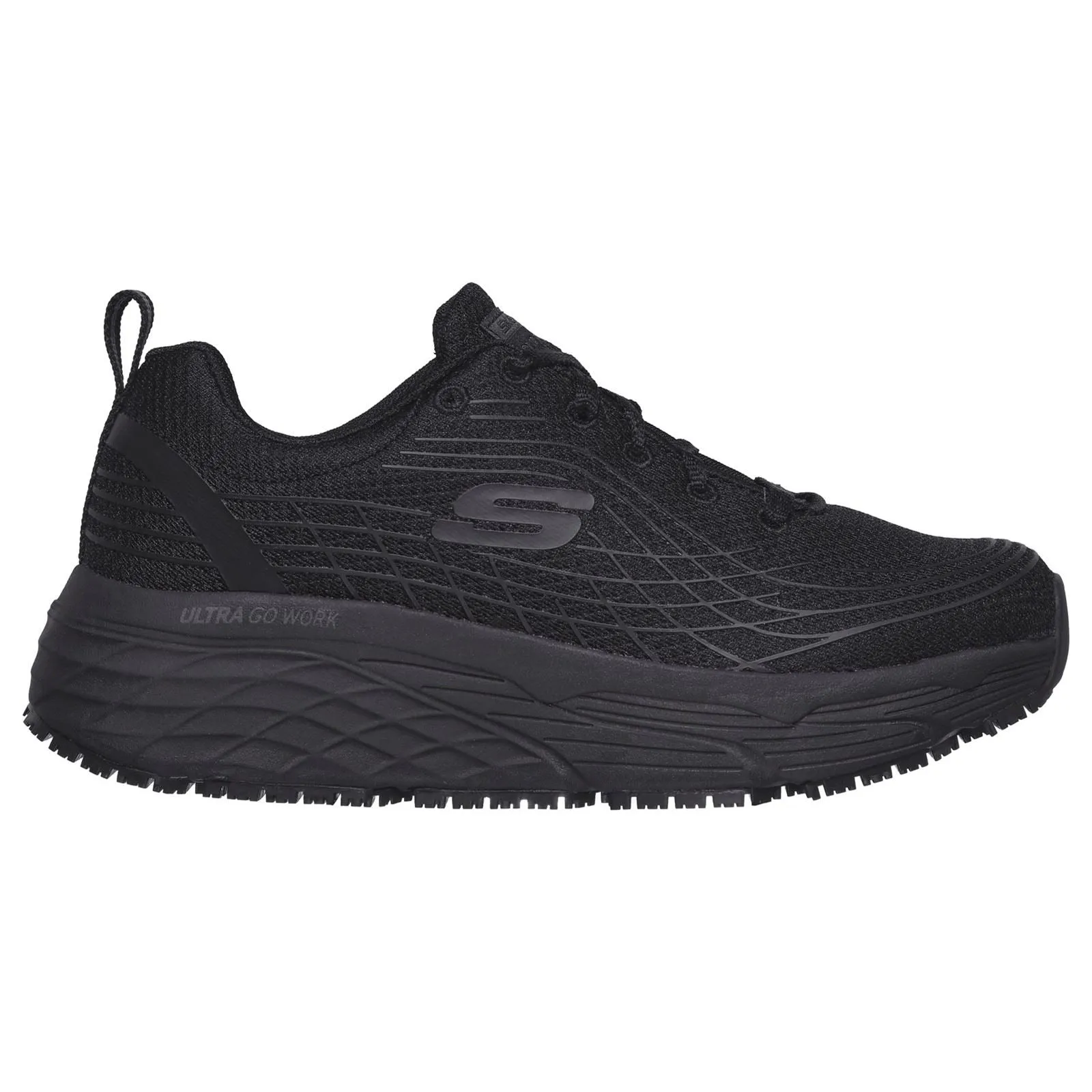Women's Wide Fit Skechers 108016EC Max Cushioning Elite Sr Trainers -Black